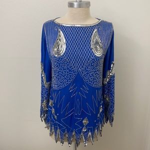 Vintage Swee Lo Burningman  Silk Beaded Sequined Top